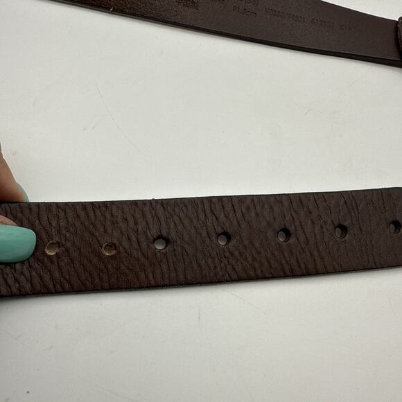 Lands’ End Mens Brown Leather 1.3/8” Wide Belt Size 36 Brass Tone Buckle - Picture 10 of 14